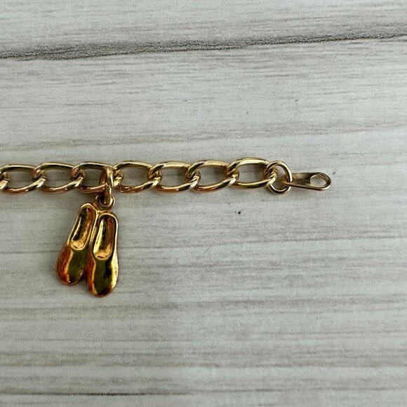 Vintage Gold Tone Ballet Charm Bracelet - Picture 5 of 6